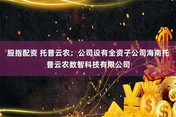 股指配资 托普云农：公司设有全资子公司海南托普云农数智科技有限公司